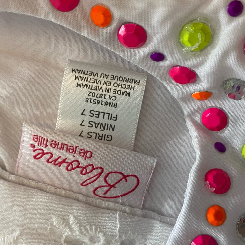 Bloom White Dress with Colorful Embellishments - Picture 2 of 3